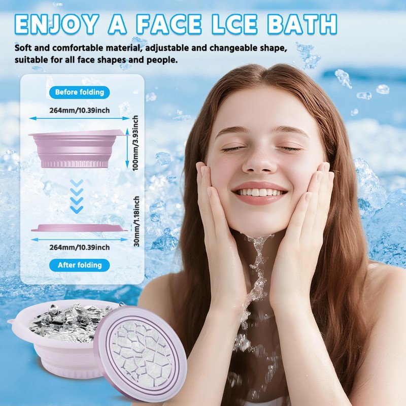 Foldable Silicone Facial Ice Bath Bowl, Ice Face Bowl with