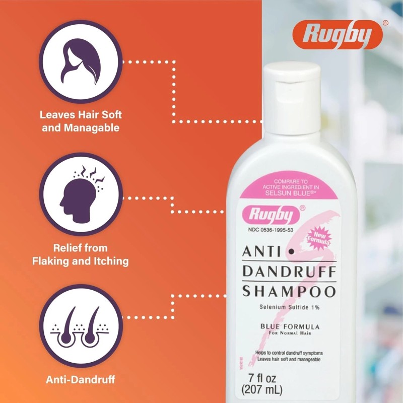 Rugby Anti-Dandruff Shampoo Selenium Sulfide 1% – 7 fl oz