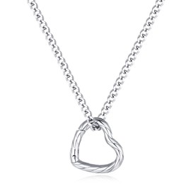 GAVU Stainless Steel Ring Holder Necklace for Women, Women’s Silver Heart Charm Holder Necklace 18"