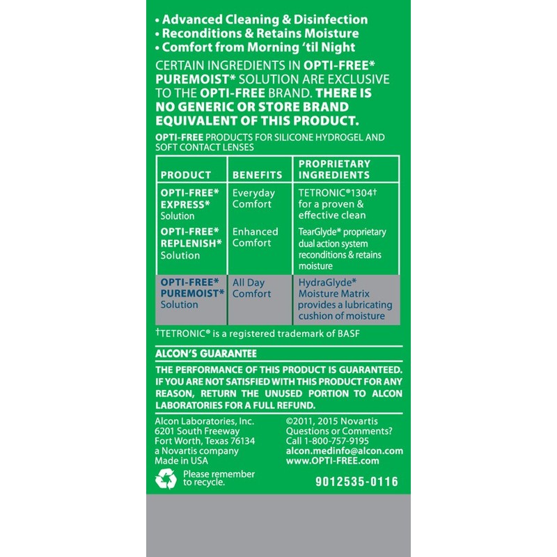 Opti-Free Puremoist Multi-Purpose Contact Lens Cleaning and Disinfecting Solution with