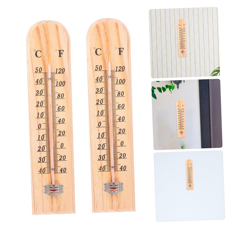KONTONTY Analog Temperature Gauge Small Wooden Thermometer for Kitchen Cooking