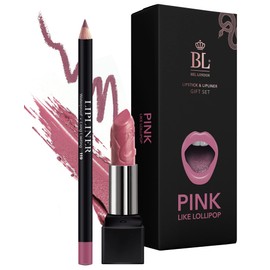 BL Color Matched Pink Lip Liner & Lipstick Set - Full-Coverage Argan Long Lasting Lipstick and Lip Liner Set With Natural Oils for Nourishment, Hydration, & Protection