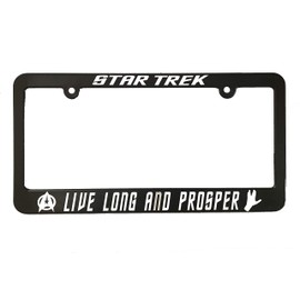 Live Long and Prosper License Plate Frame Holder Black Plastic Car Auto Accessories