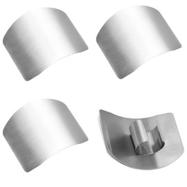 Zwenjuan Stainless Steel Finger Guard, Pack of 4 Kitchen Finger Guards, Stainless Steel Finger Guards for Cutting Kitchen Finger Protection, Kitchen Tools to Protect Your Fingers and Fingernail Fur