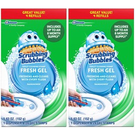 Mega Value Scrubbing Bubbles Toilet Cleaning Gel Fresh, 2 Dispensers, 8 Refills, 48 Gel Stamps, 10.72oz