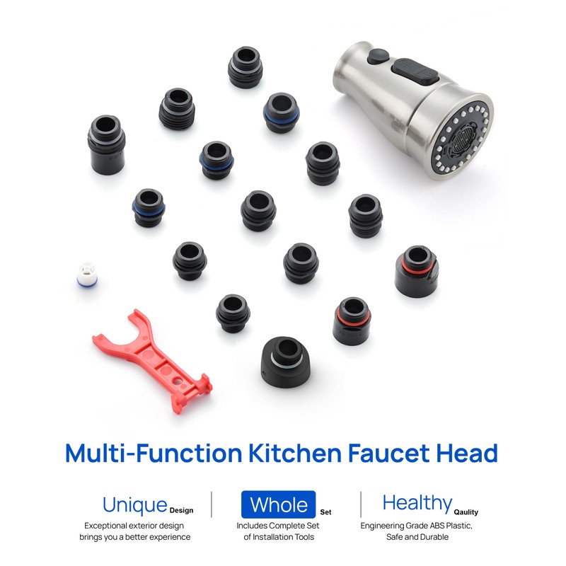 J-HVA Kitchen Faucet Sprayer Head Replacement with 15 Adapters (UPDATED)