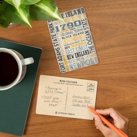 Rhode Island, Rustic Typography (4x6 Birch Wood Postcards, 2-Pack Stationary, Rustic Home Wall Decor)