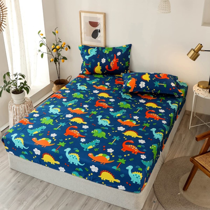 Chickwin Dinosaur Single Bed Fitted Sheet -30cm Deep, Cute Cartoon