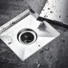 Square Shower Drain with Removable Tile Insert Grate, 8-Inch, Brushed