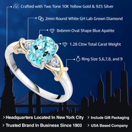 10K Yellow Gold and 925 Silver Gemstone Birthstone and Lab Grown Diamond Engagement Ring For Women | Oval 8X6MM and Round 2MM | Two-Tone Intertwined Crossover Wedding Anniversary Promise Ring