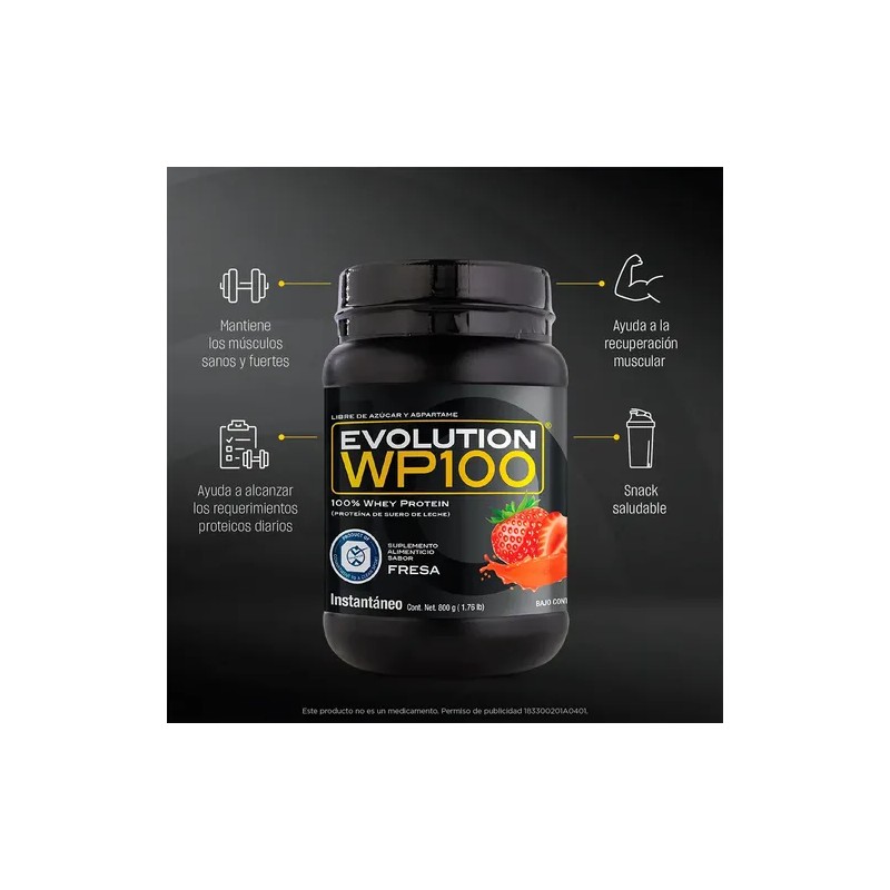 Evolution Proteina Suero De Leche (whey) Wp100 800 G Fresa