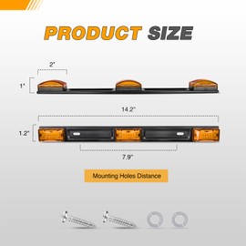 GOOACC 9LED Marker ID Bar 1PC 14.2Inch Amber Trailer Tail Light Rear Clearance Identification Light Bar Stainless Steel Bracket IP67 Waterproof for Pickup Truck Trailer RV Boat, 2 Years Warranty