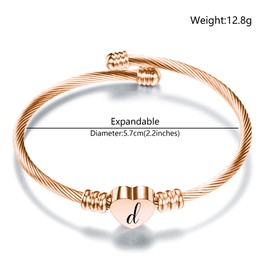 Aosyoisk Cute Letter Bracelet for Women Rose Gold Bracelet Initial A-Z Letter Cuff Bracelets Jewellery, Stainless Steel, No Gemstone