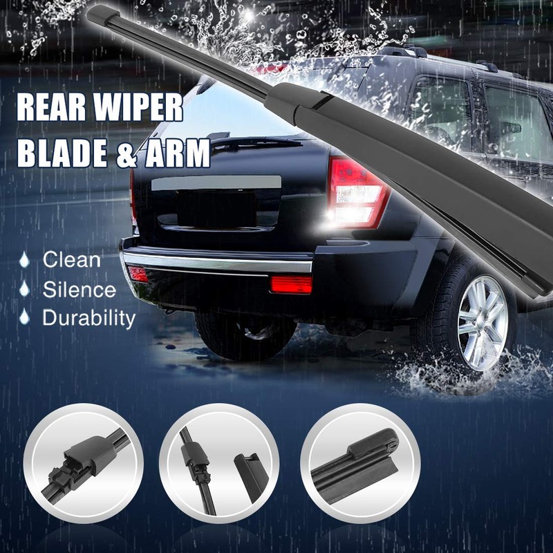 X AUTOHAUX Car Rear Windshield Wiper Blade Arm Set 285mm