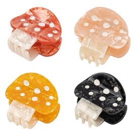 Framendino, 4 Pack Mushroom Hair Claw Clip Mushrooms Barrette Cute Jaw Clamps Clips Hairpins Creative Headwear Non-Slip Accessories for Thin Fine