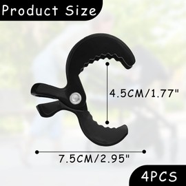 Pack of 4 Pushchair Clips, Clamps Pushchair Clips, Clips, Clips, Clips, Clips, Clip, Universal Clip for Attaching Toys, for Prams, Deckchairs, Wheelchairs (Black)