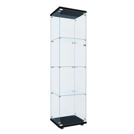 FLYMUHJIA Curio Cabinet Glass Display Case for Collectibles with Door, 4 Display Shelves Showcase, 64.2”Hx16.9''Lx 14.6''W Black