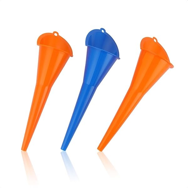 Oil Funnel 3-Pack, Multi Function Plastic Long Neck Oil Funnel