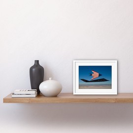 Artery8 USAF F-117 Nighthawks in Flight with American Flag Stealth Stars And Stripes Attack Aircraft Jet Plane Artwork Framed Print Wall Art 9X7 Inch