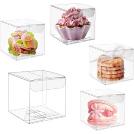 50 cajas transparentes para regalo, Cajas Cuadradas de PVC, Caja de acetato transparente, Caja de Regalo Transparentes para cupcakes, dulces, boda y fiesta (10 * 10 * 10(50PC))