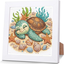 luckyarina Turtle Diamond Painting Children with Frame - Diamond Art Pictures Turtles Animals Diamond Painting Children from 4 6 8 10 Years as a Gift for Home Wall Decor (18 x 18 cm)