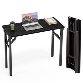 TEMI Small Computer Desk Folding Table - 35.8" Foldable Office Desk, No Assembly, Perfect for Small Spaces in Bedroom, or Apartment, Portable Mini Desk or Study Table Compact Design, Dark Oak