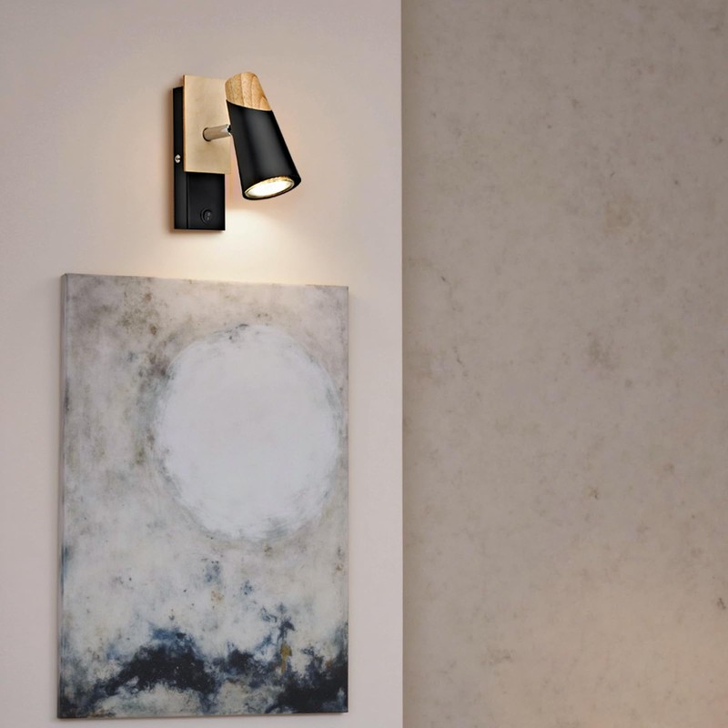 LMINGHON Matte Black Wall Sconces, LED Wall Lamp with On/Off