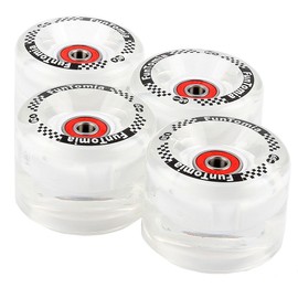 Set of 4 (LED) Funtomia Longboard/Skateboard Wheels (Big Wheels) 65x45 mm 80 A/Mini Mach1 Ball Bearing and Metal Spacer 80 A Wheel Hardness