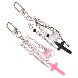 BESPORTBLE 2pcs Heart Cross Metal Keyring Cute Phone Chain Keychain for Bags Stylish Backpack Pendant Versatile Accessories
