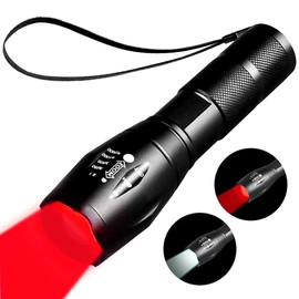 YZYOE Rechargeable 2-in-1 Flashlight With White and Red LED Lights, 2 Modes, Outdoor Variable Focus Portable Mini Flashlight