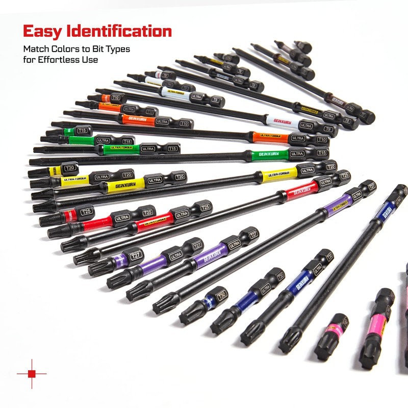 Geinxurn Impact Torx Screwdriver Bits Set, 52Pcs Magnetic(T7-T40) S2 Steel