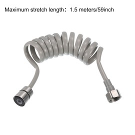 sourcing map Spring Flexible Shower Hose, 1.5Meter/59inch Telescopic Shower Hose with 304 Stainless Steel Interface Nut for Toilet Faucet, Grey