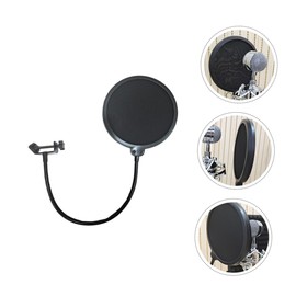 Kisangel Double Layer Mic Windscreen for Broadcasting Clamp Microphone Cover Flexible Gooseneck Pop Filter for Recording Compatible with Mic Stands