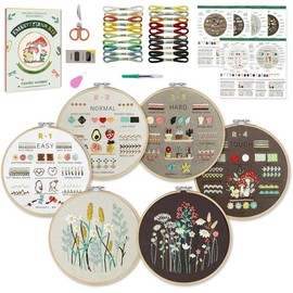 4 Stage Embroidery Kit for Beginners Adults, Easy to Learn 38 Different Stitches from Instruction & Video, Needlepoint Kits for Adults with Stamped Embroidery Patterns - Color: 6 Stage