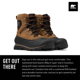 SOREL Men's Buxton Lace Waterproof Boot - Delta, Black - 9