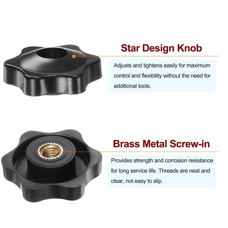 HARFINGTON 4pcs Star Knobs M6 Female Thread 32mm Head Plastic