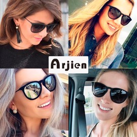 Arjien Vintage Polarised Sunglasses Women Men UV400 Protection Large Round Glasses with Ultralight TR90 Frame, B - Brown