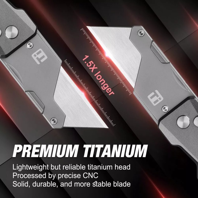 FLISSA Titanium Folding Utility Knife Quick Change Blade Razor Knife