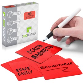 Writeable Magnets 7.5 x 7.5 cm for Agile, Scrum, Kanban or Lean 25 pcs, red 7,5 x 7,5 cm
