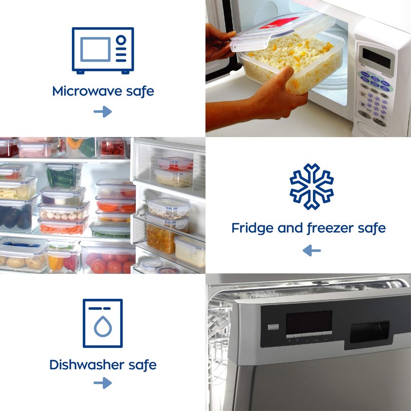 Popit! 8 Clear Food Storage Containers Set, Microwave and Freezer