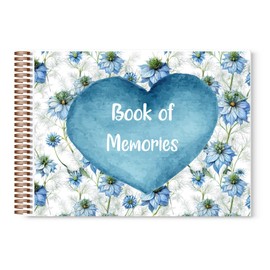 Love In a Mist Book of Memories | Memory Book | Guestbook for Funerals, Weddings, Birthdays, Baby Shower | Celebrations | A4 Spiral Bound | 80 Pages | Book of Condolence | Scrapbook | Photo Album