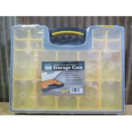 Heavy Duty 20 Bin Portable Parts (Nuts, Bolts, etc.) Storage Organizer Case with Built-in Carrying Handle