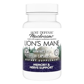 Host Defense Lions Mane (Hericium erinaceus), 30 Cápsulas  Apoyo Cognitivo y Función Nerviosa Natural                                                 