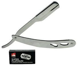 GBS Professional Straight Edge Barber Shaving Shavette Razor with 100 Single Edge Derby Blades Compliments and Wet Grooming Shaving Kit, Perfect for Beard Shaping Detail