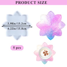 4 Pcs Lotus Resin Coaster Molds Lotus Tray Molds for Epoxy Resin Jewelry Plate Candle Holder Trinket Container Casting Molds Casting Crafts Bowl Mats Home Decoration