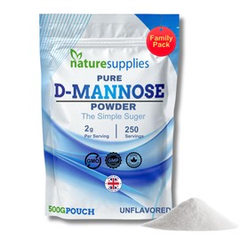 naturesupplies D Mannose Powder Bulk Buy 500g - Pure D-Mannose for Natural Support - (NOT D Mannose Capsules or Tablets) GMO Free, Vegan Friendly, No Chemicals - High Strength Dmannose Supplement by Naturesupplies