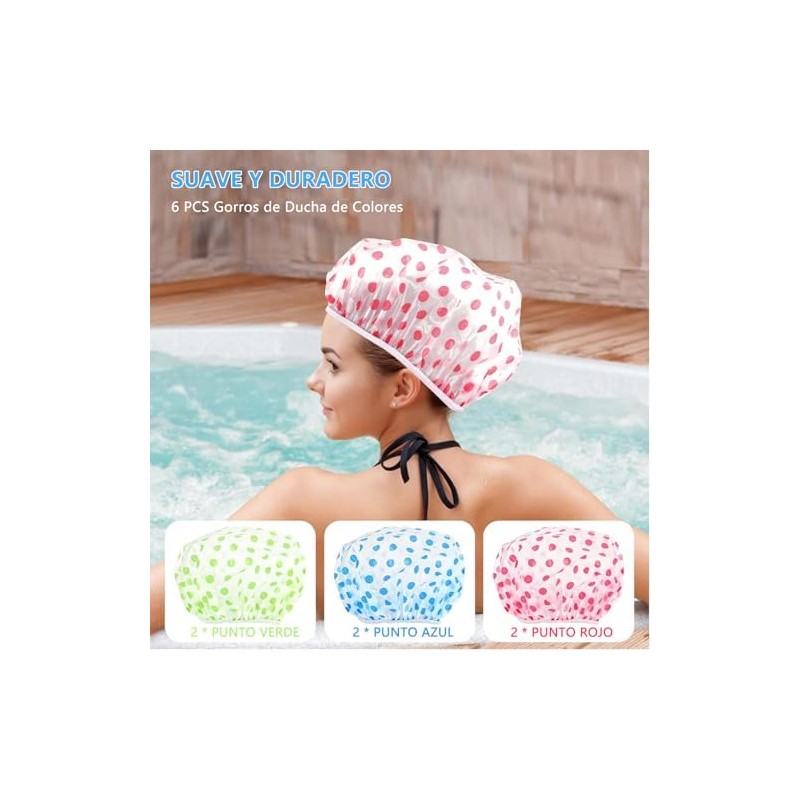 6 Piezas Gorro de Ducha Impermeable, SHUUDAUKO Gorro de Ducha