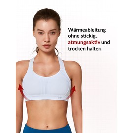 Yvette Sports Bra Strong Hold Adjustable Straps Crossed Back Large Sizes for Fitness Running Yoga, White