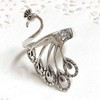 검지패션링 화려한 은반지 디자인 포인트반지 공작새 (WFJHA9N) Artistic Fashion Ring Colorful Silver Ring Design Statement Ring Peacock (WFJHA9N)