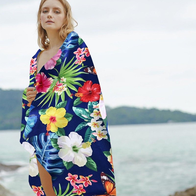 1 Printed Beach Towel, Microfiber Beach Towel, Absorbent And Quick-Drying